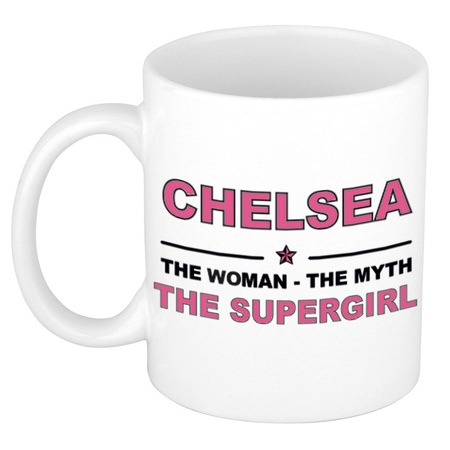 Chelsea The woman, The myth the supergirl bedankt cadeau mok/beker 300 ml keramiek