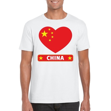 China heart flag t-shirt white men