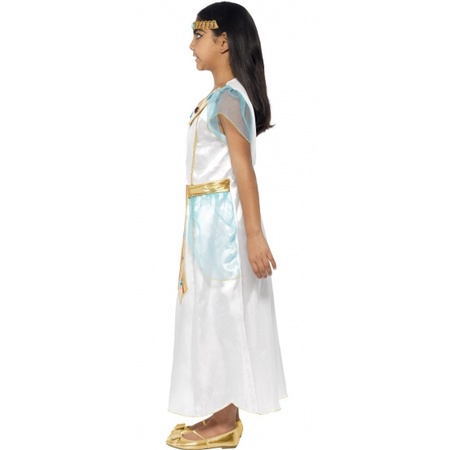 Wit met blauw Egyptisch jurkje voor meisjes