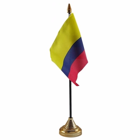 Colombia tafelvlaggetje 10 x 15 cm met standaard