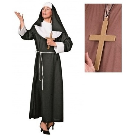 Zwart non kostuum met kruis maat 40 voor dames