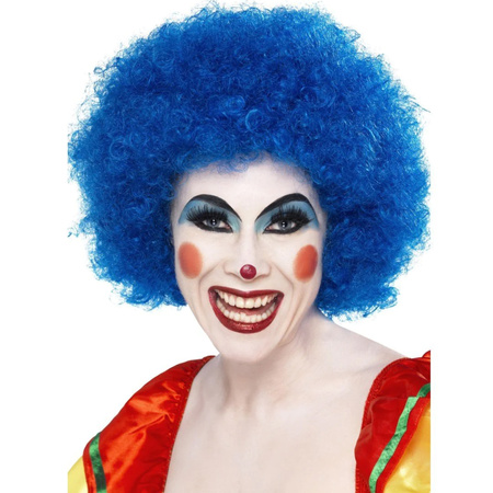 Afro clowns pruiken blauw