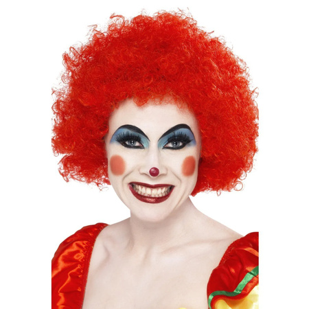 Rode clown pruik krullend