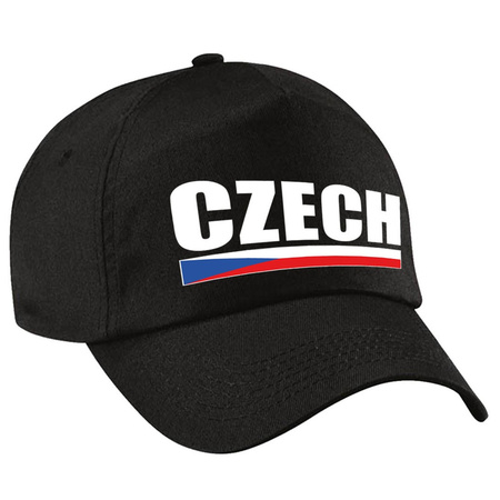 Czech supporter pet  / cap Tsjechie zwart volwassenen