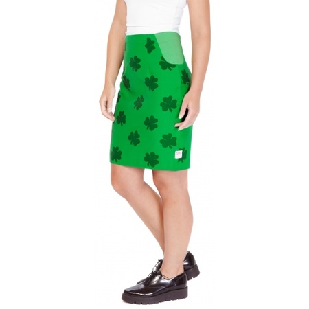 Groen kostuum met klavertjes print voor dames