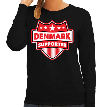 Denemarken  / Denmark schild supporter sweater zwart voor dames