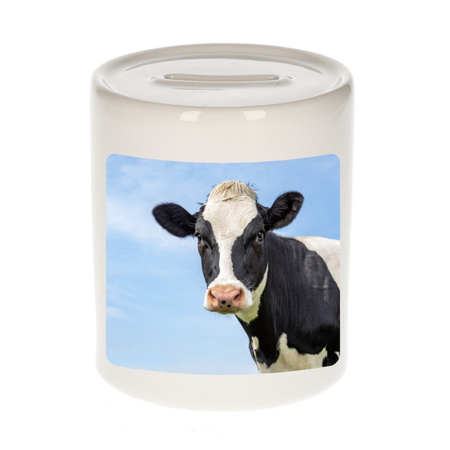 Dieren foto spaarpot koe 9 cm - koeien spaarpotten jongens en meisjes