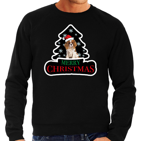 Dieren kersttrui spaniel zwart heren - Foute honden kerstsweater