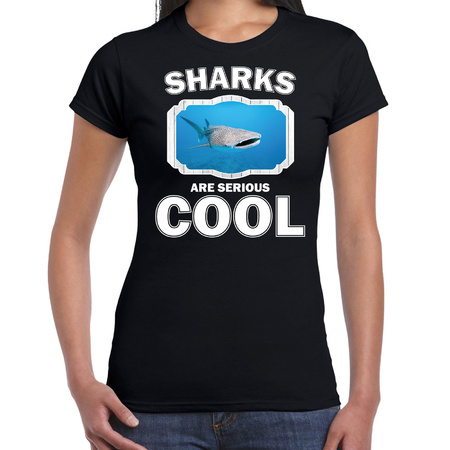Dieren walvishaai t-shirt zwart dames - sharks are cool shirt