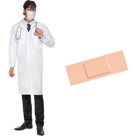 Doctor costume for men M (48/50) with free band aid sticker