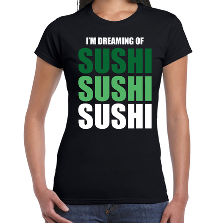 Dreaming of sushi fun t-shirt zwart voor dames