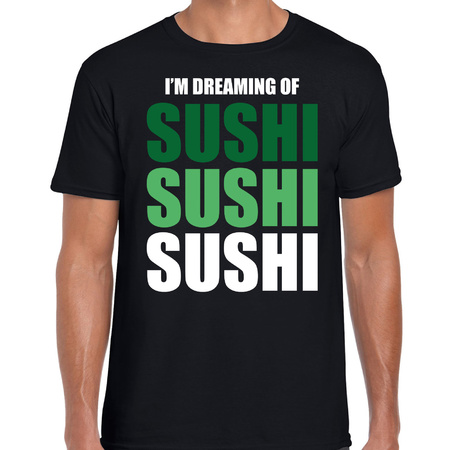 Dreaming of sushi fun t-shirt zwart voor heren