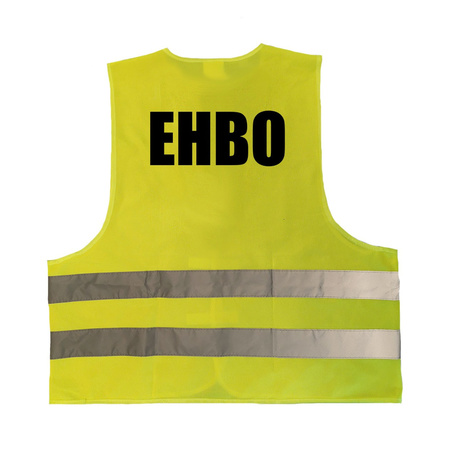 EHBO vestje / hesje geel met reflecterende strepen voor volwassenen