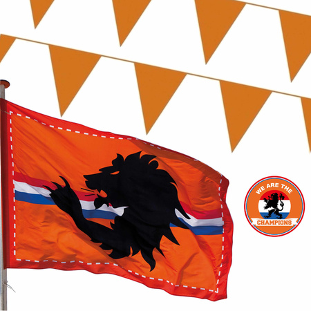 Ek orange street / house decoration package including 1x Mega Holland flag, 200 m orange flag lines
