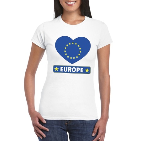 Europa hart vlag t-shirt wit dames