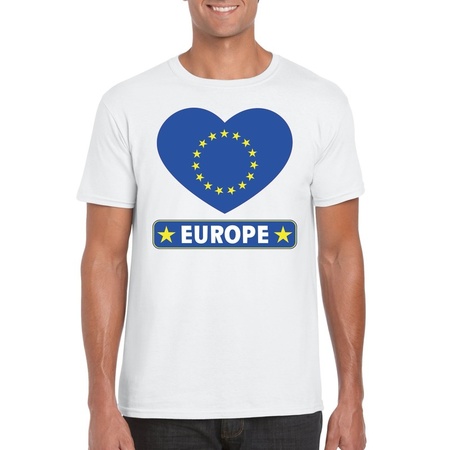 Europa hart vlag t-shirt wit heren