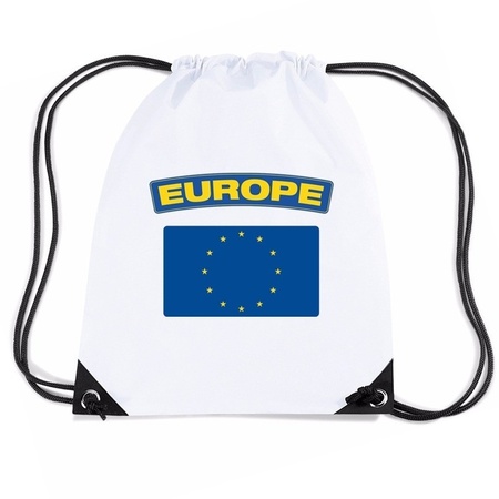 Europa nylon rugzak wit met Europese vlag