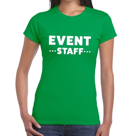 Event staff / personeel tekst t-shirt groen dames