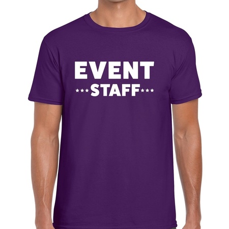 Event staff / personeel tekst t-shirt paars heren