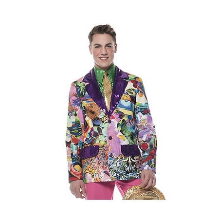 Heren feest jasje met print paars