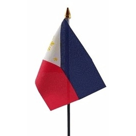 2x stuks Filipijnen tafelvlaggetje 10 x 15 cm met standaard