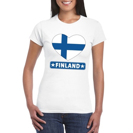 Finland hart vlag t-shirt wit dames