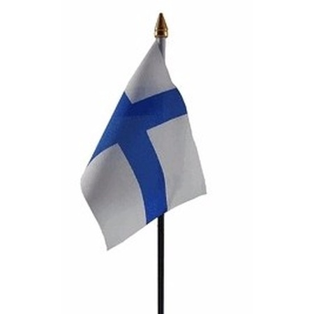 4x stuks finland tafelvlaggetje 10 x 15 cm met standaard