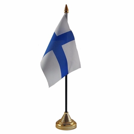 Finland tafelvlaggetje 10 x 15 cm met standaard