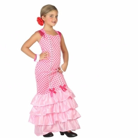 Flamenco danseres kostuum voor kinderen roze
