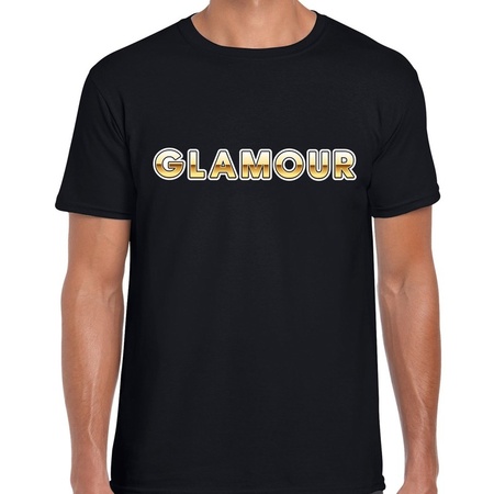 Fout Glamour fun tekst t-shirt zwart / goud voor heren