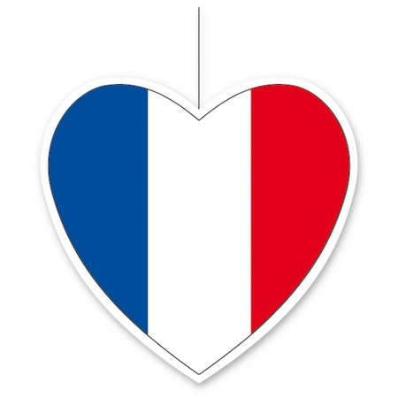 Frankrijk flag hearts decorations set 5-parts 14 cm and 28 cm