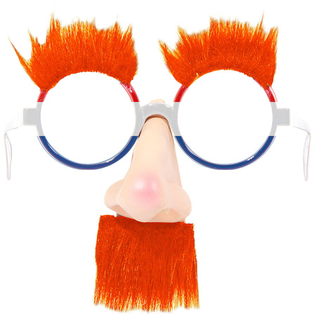Neusbril met oranje wenkbrouwen