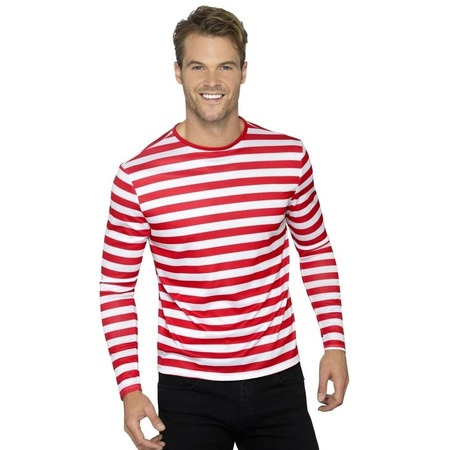 Striped t-shirt white/red for adults