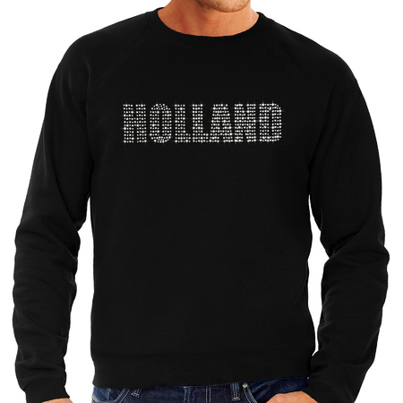 Glitter Holland sweater zwart rhinestone steentjes voor heren Nederland supporter EK/ WK