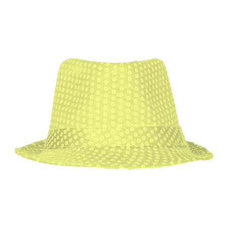 Party carnaval set - hat and tie - fluor yellow - for adults