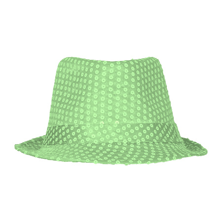 Carnaval verkleed set - hoedje en bretels - fluor groen - volwassenen