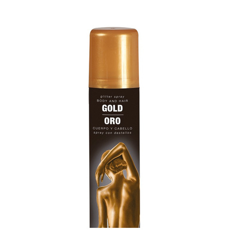 Guirca Haarspray/bodypaint spray - 2x kleuren - goud en zwart - 75 ml