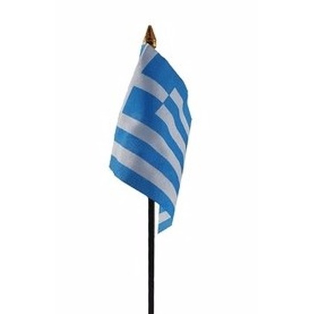 6x stuks griekenland tafelvlaggetje 10 x 15 cm met standaard