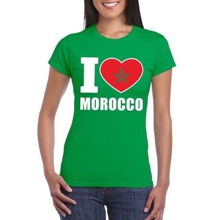 Groen I love Marokko fan shirt dames