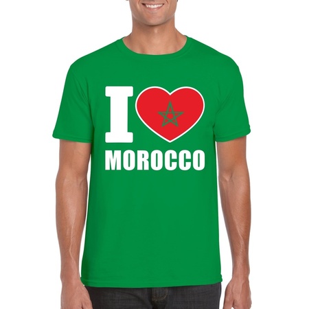 Groen I love Marokko fan shirt heren