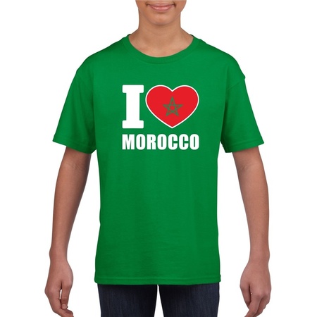 Groen I love Marokko fan shirt kinderen