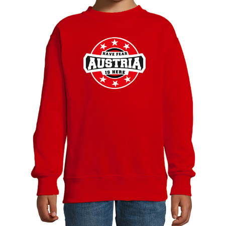 Have fear Austria is here / Oostenrijk supporter sweater rood voor kids