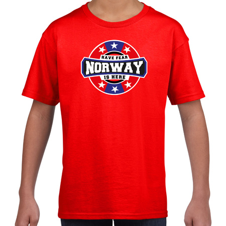 Have fear Norway is here / Noorwegen supporter t-shirt rood voor kids