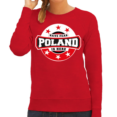 Have fear Poland is here / Polen supporter sweater rood voor dames
