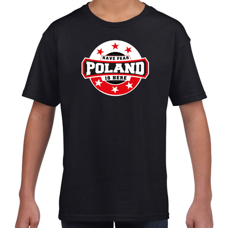Have fear Poland is here / Polen supporter t-shirt zwart voor kids