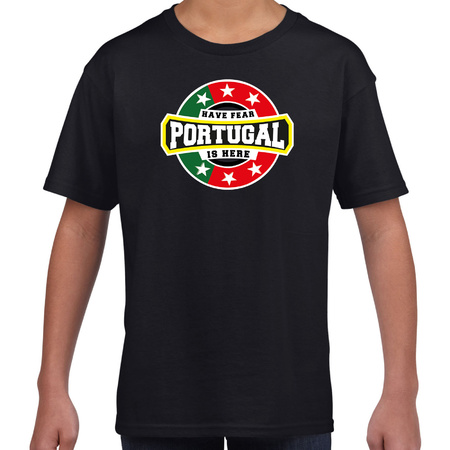 Have fear Portugal is here / Portugal supporter t-shirt zwart voor kids