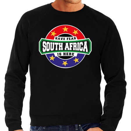 Have fear South Africa is here / Zuid Afrika supporter sweater zwart voor heren