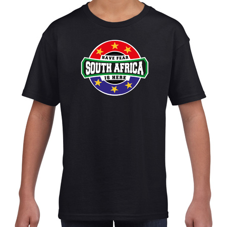 Have fear South Africa is here / Zuid Afrika supporter t-shirt zwart voor kids