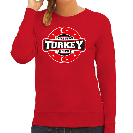 Have fear Turkey is here / Turkije supporter sweater rood voor dames