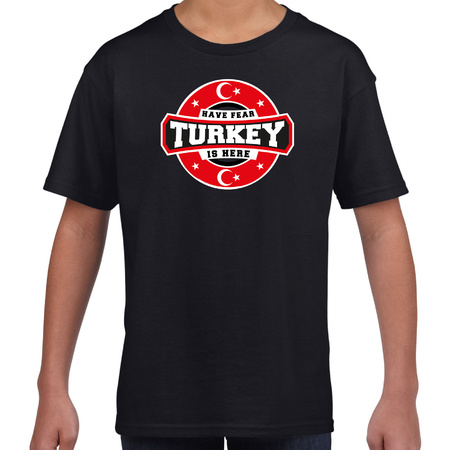 Have fear Turkey is here / Turkije supporters t-shirt zwart voor kids